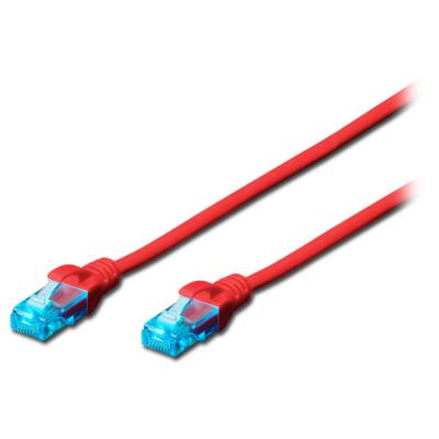 Патч-корд 3м, UTP, cat.5e, AWG 26/7, CCA, PVC, red DIGITUS (DK-1512-030/R)