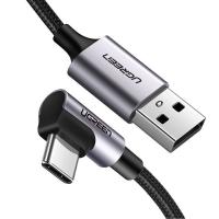 Дата кабель USB 2.0 AM to USB-C 1.0m US284 Angled Alum. Braid Black Ugreen (50941)