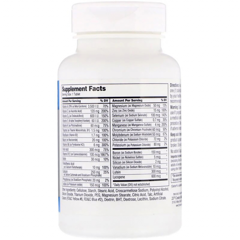 Мультивітамін 21st Century Мультивітаміни і Мультімінерали для Чоловіків 50+, Sentry, S (CEN-27540)