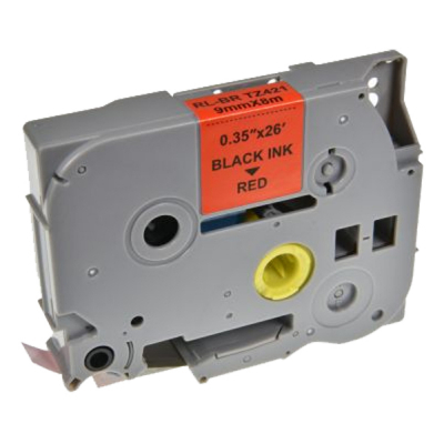 Label printer tape UKRMARK RL-B-T421P-BK/RE, analogue of TZE421. 9 mm x 8 m (CBTZ421)