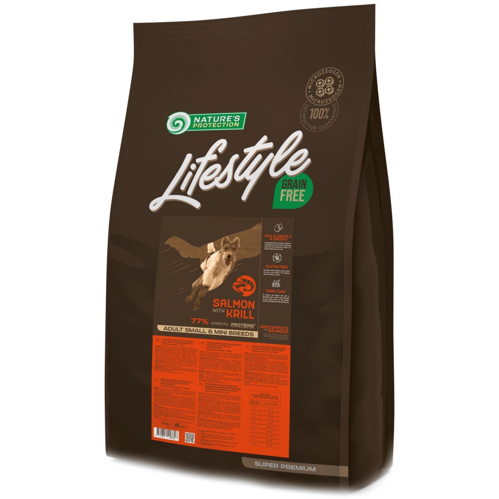 Сухий корм для собак Nature's Protection Lifestyle Grain Free Salmon, krill Adult Small&Mini 10 кг (NPLS45681)