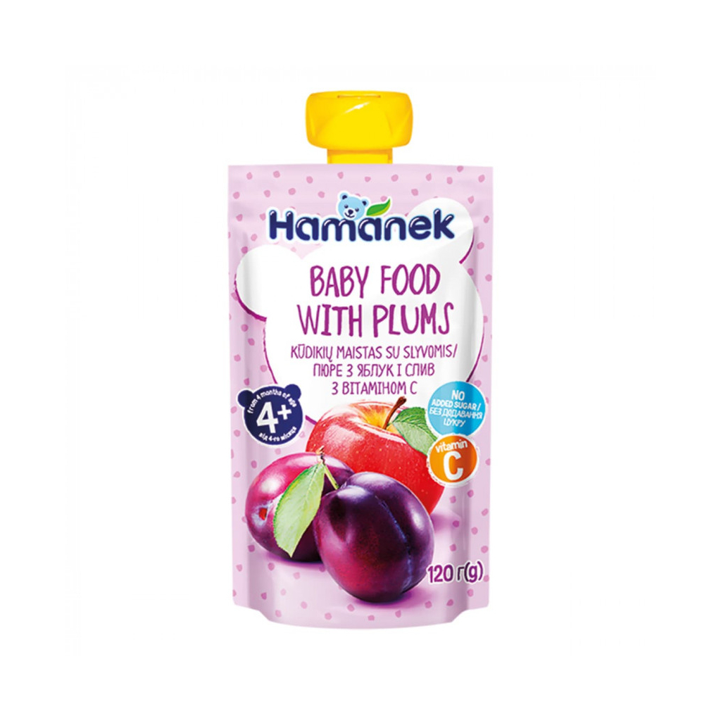 Дитяче пюре Hamanek Яблуко Слива, 120 г (8595139783976)