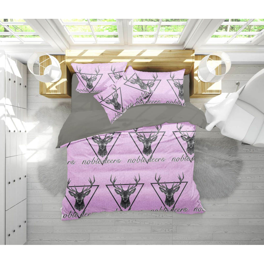 Постільна білизна MirSon Бязь 17-0516 Noble deers pink Сімейний 160x220 (2200003645408)