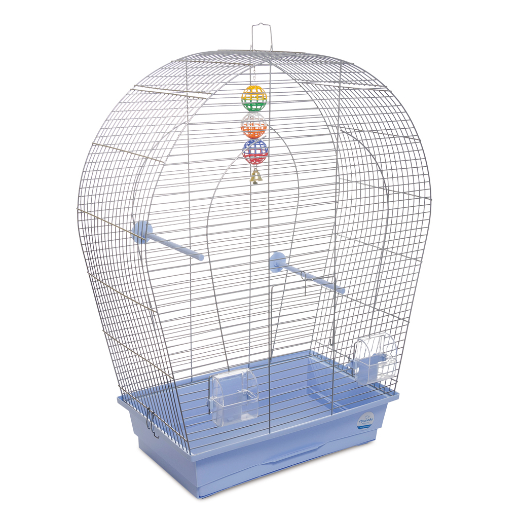 Клітка для птахів Природа "Арка" велика 44x75x27 см хром/світло-блакитна (4823082414956)