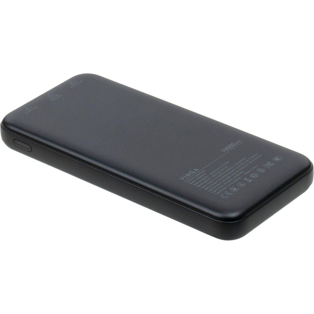 Батарея універсальна Vinga 10000 mAh 22.5W Display Black (VPBB1022)