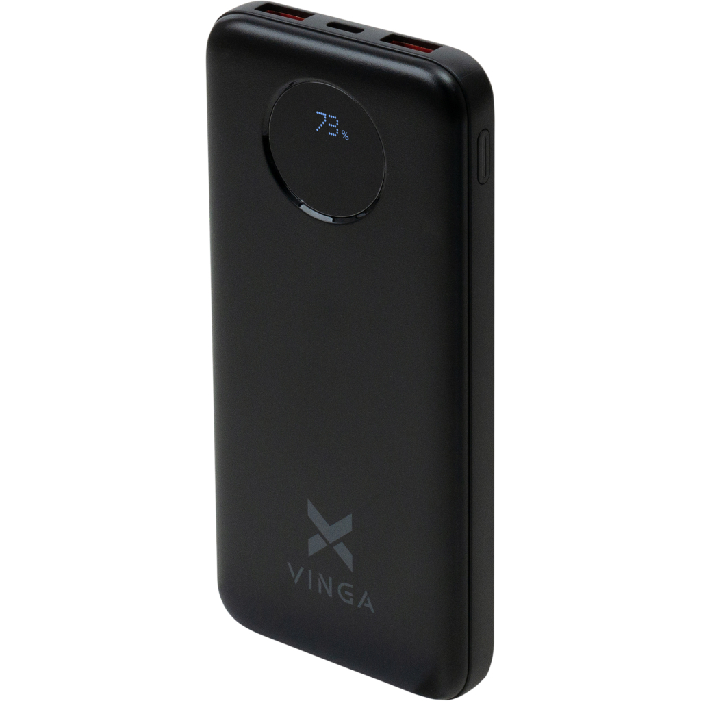 Батарея універсальна Vinga 10000 mAh 22.5W Display Black (VPBB1022)