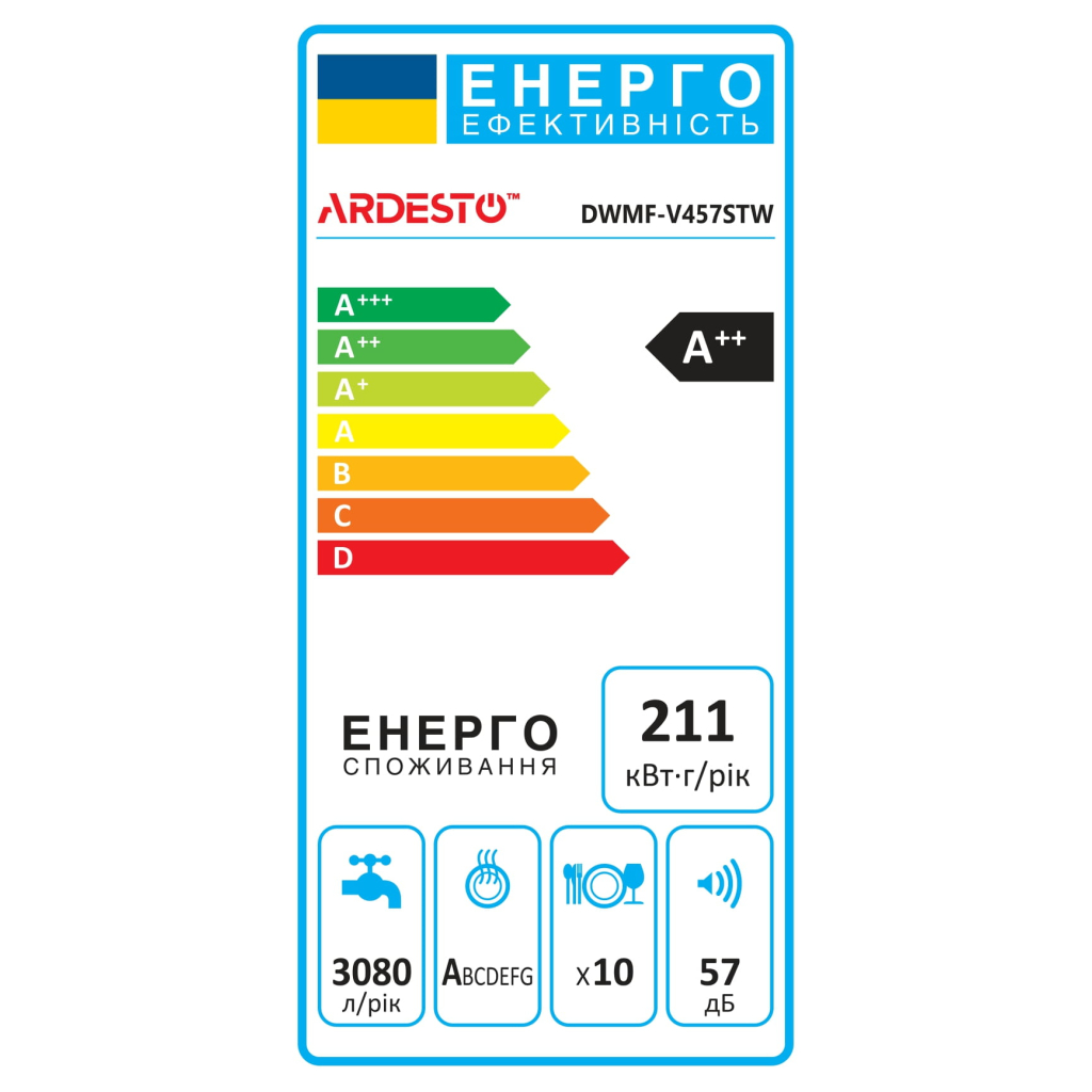 Посудомийна машина Ardesto DWMF-V457STW