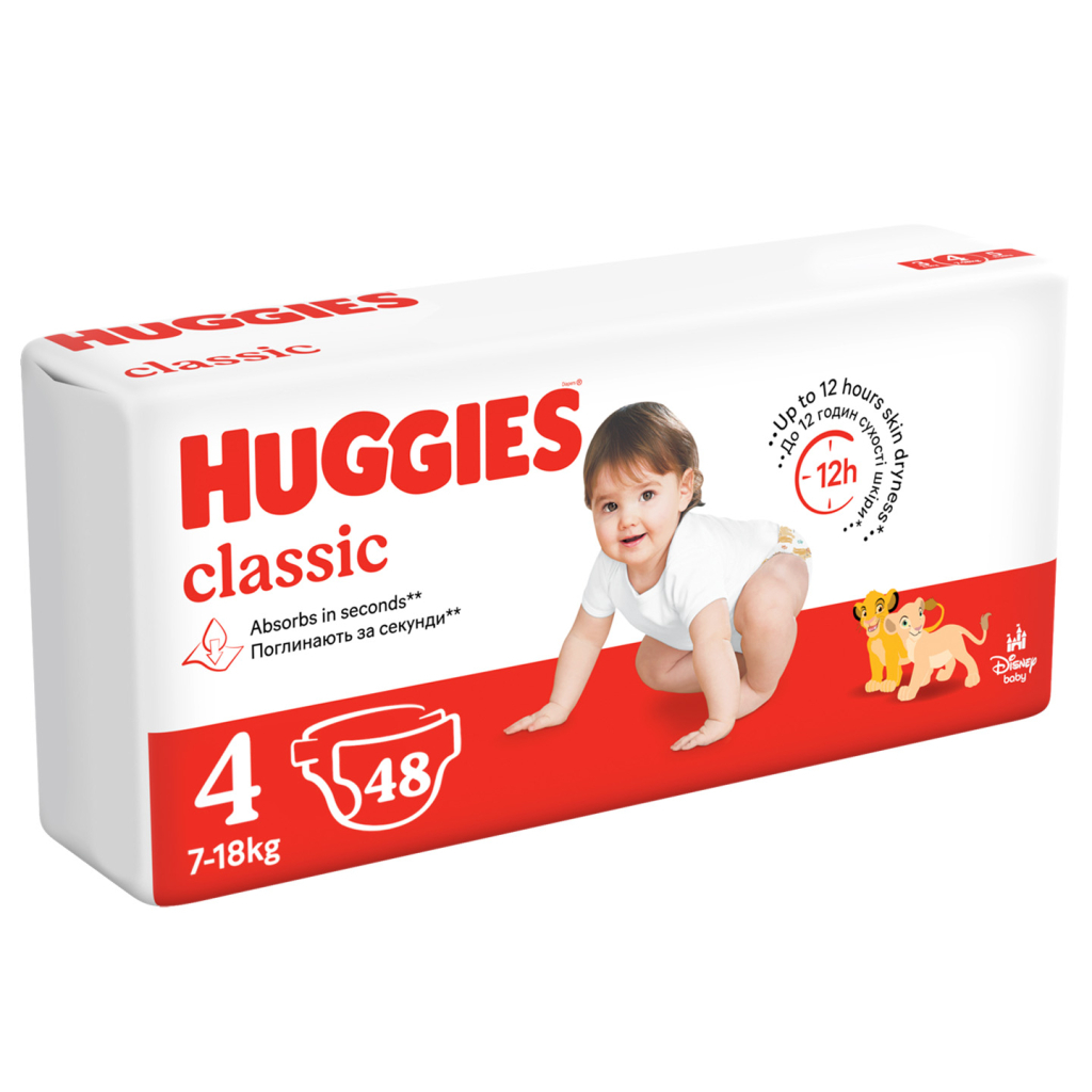 Підгузки Huggies Huggies Classic 4 (7-18 кг) Jumbo 48 шт (5029053586335)
