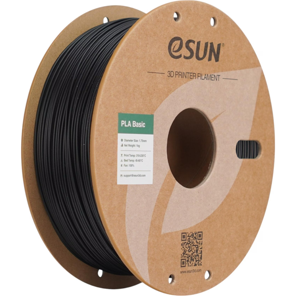 Пластик для 3D-принтера eSUN PLA BASIC 1,75mm 1kg BLACK (PLA-BASIC175B1P1)