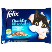 Wet food for cats Purina Felix Doubly Delicious with salmon, sardine, trout and mackerel 4x85 g (7613287487391)