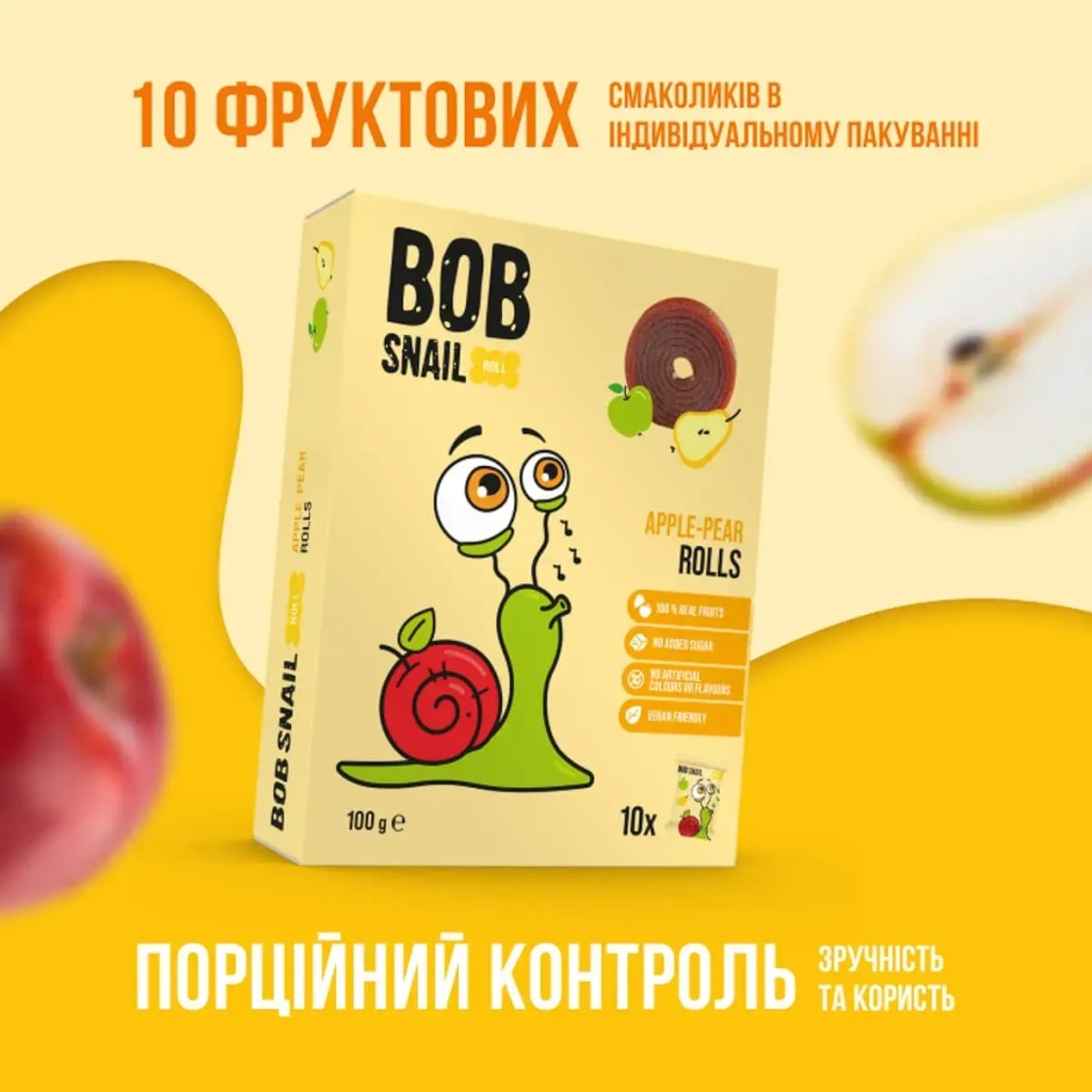 Цукерка Bob Snail Яблучно-грушева 100 г (1740871)