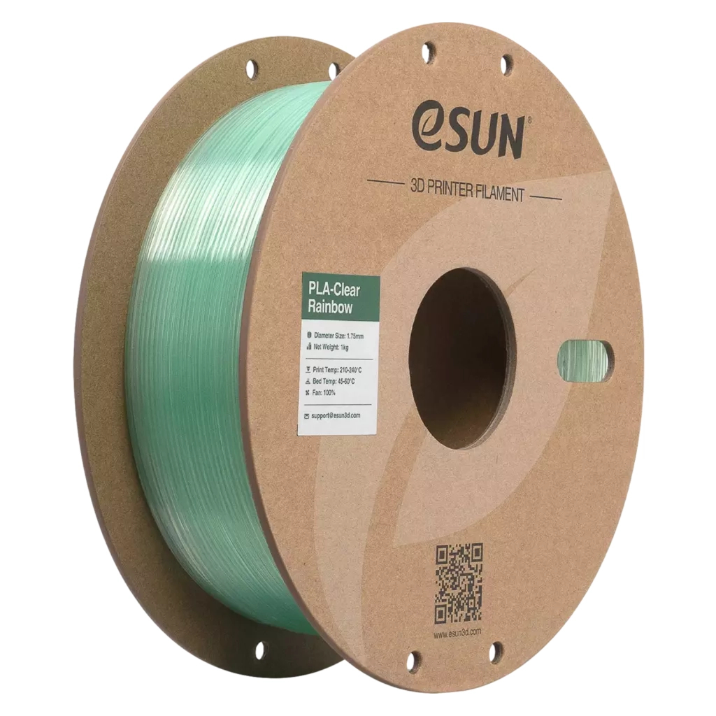 Пластик для 3D-принтера eSUN PLA Clear Rainbow 1,75mm 1kg Cyan Crystal (PLA-CLRB175O-CCY1P1)
