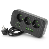 Network power supply filter Voltronic F09U, 3 outlets EU, 4USB Black (F09U-Black)