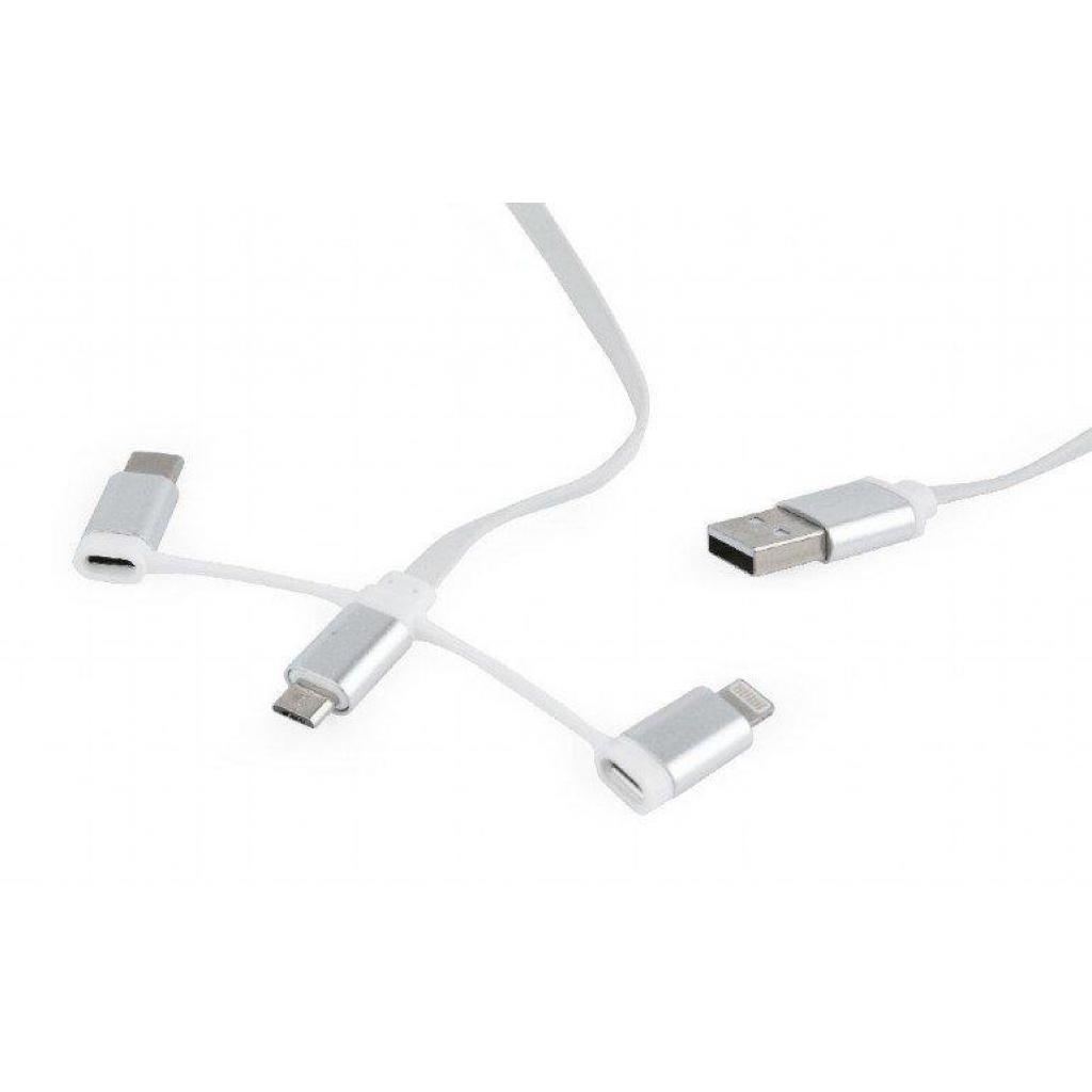 Дата кабель USB 2.0 AM to Lightning + Micro 5P + USB-C 1.0m Cablexpert (CC-USB2-AMLM32-1M-W)