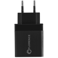 Зарядний пристрій Florence 1USB QC 3.0 + microUSB cable Black (FL-1050-KM)