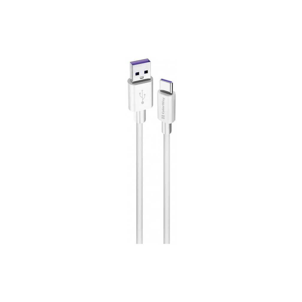 Дата кабель USB 2.0 AM to USB-C 1.0m 5A white ColorWay (CW-CBUC019-WH)