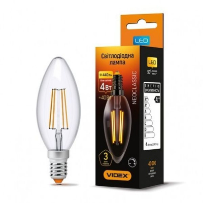 Лампочка Videx Filament C37F 4W E14 4100K (VL-C37F-04144)