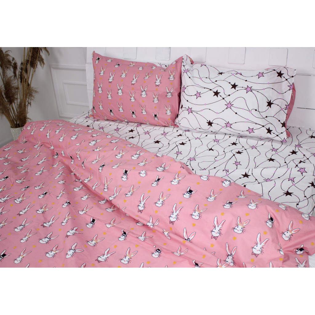 Постільна білизна MirSon Бязь Ranforce Elite 17-0528 Bunnies pink 110х140 (2200004660011)