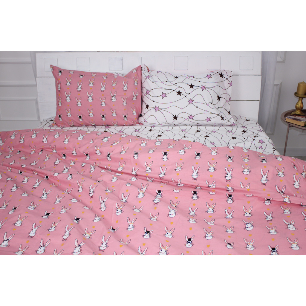 Постільна білизна MirSon Бязь Ranforce Elite 17-0528 Bunnies pink 110х140 (2200004660011)