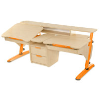Desk Pondi Ergonomic transformer for 2 children Maple-orange. (KL311OR)