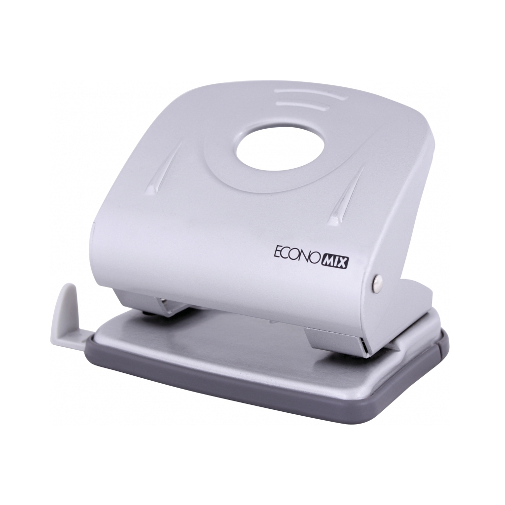 Діркопробивач Economix з лінійкою 30 аркушів Срібний (E40132)