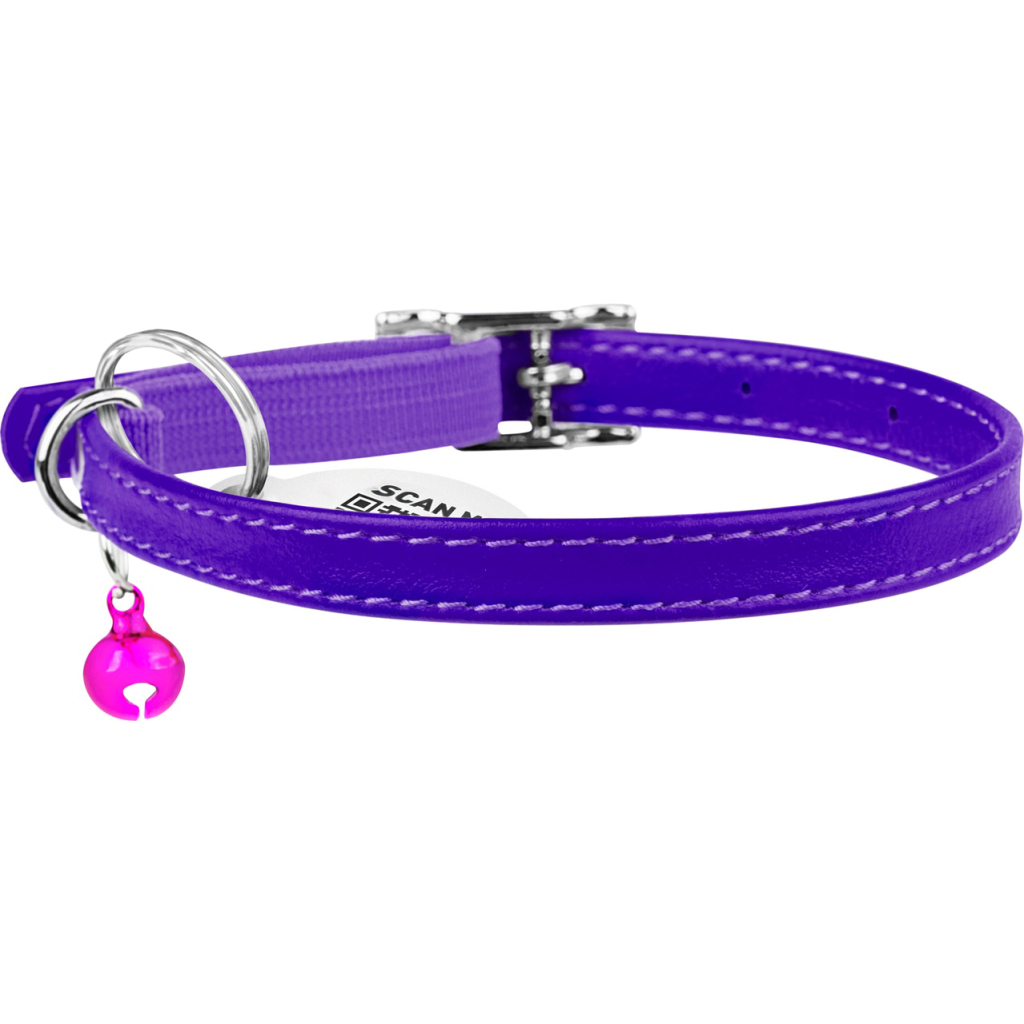 Нашийник для тварин WAUDOG Glamour з QR паспортом Д 17-20 см фіолетовий (32759)