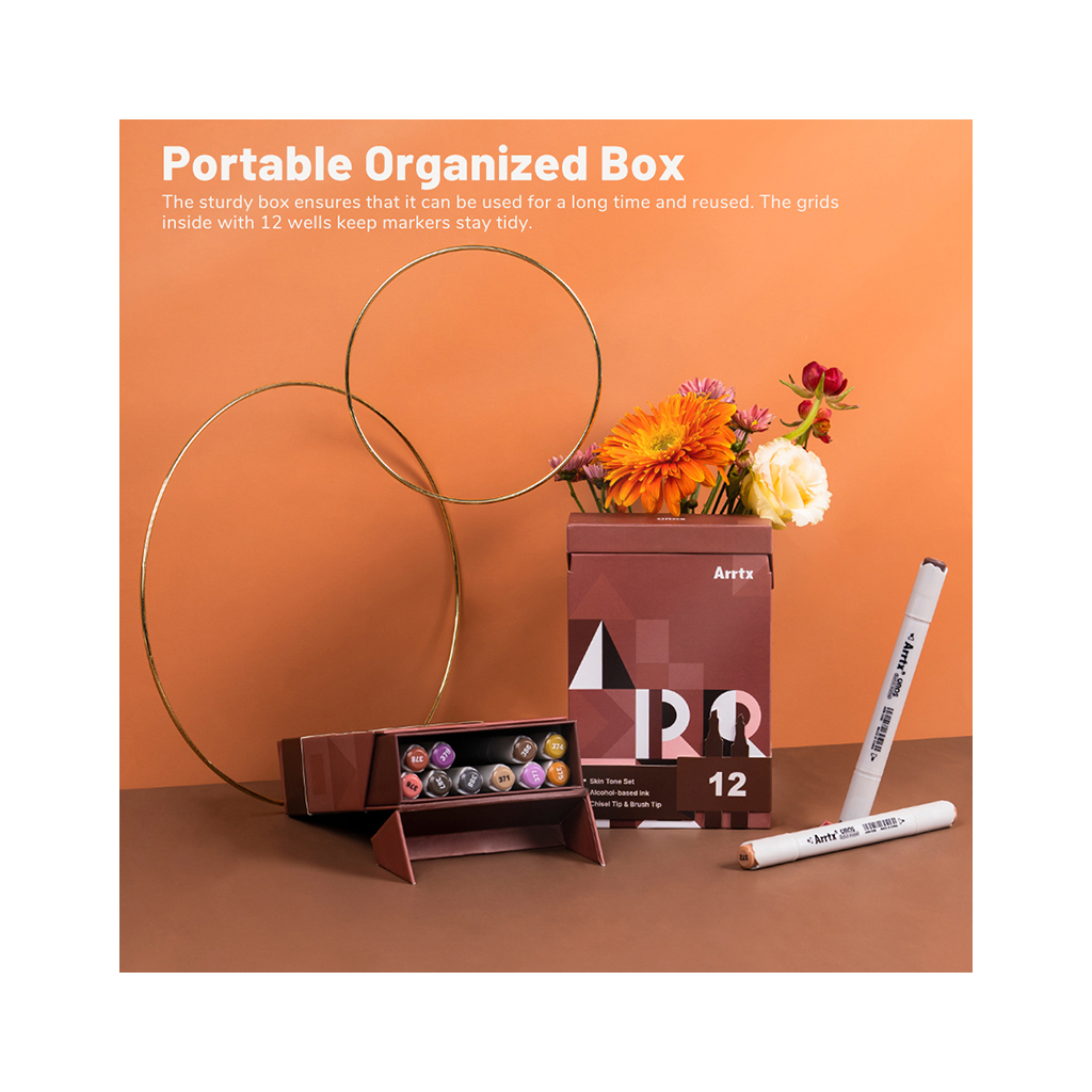 Художній маркер Arrtx спиртові Oros ASM-03-SK02 12 кольорів, відтінки шкіри (LC302772) Художній маркер Arrtx спиртові Oros ASM-03-SK02 12 кольорів, відтінки шкіри (LC302772)