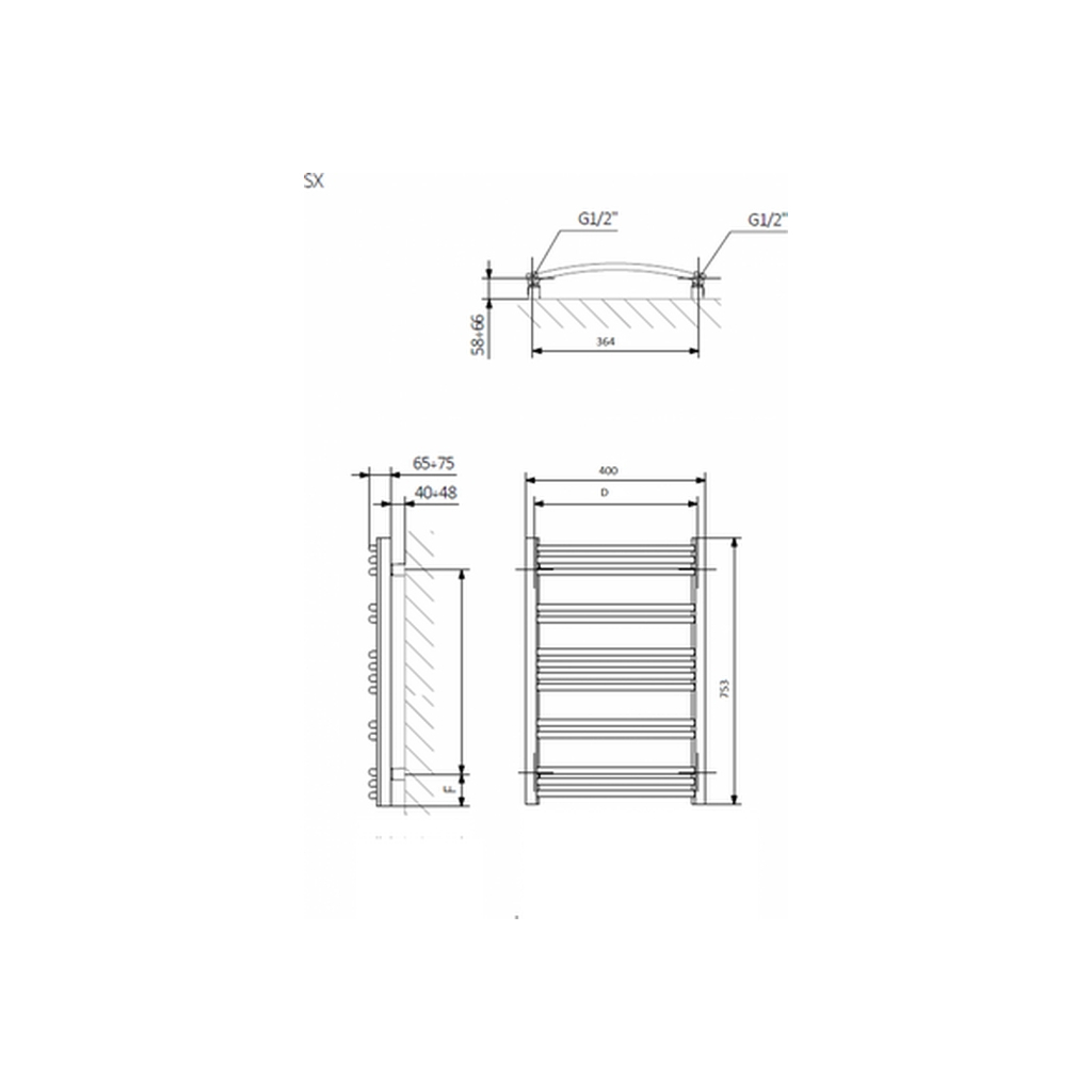 Сушарка для рушників Terma Jade MK 753x400 (WGJMK075040KCROSX)