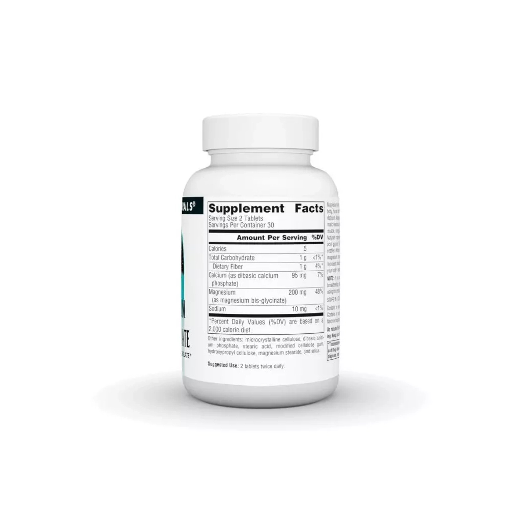 Мінерали Source Naturals Магній Бісгліцинат, Magnesium Bis-Glycinate, 60 таблеток (SN2131)