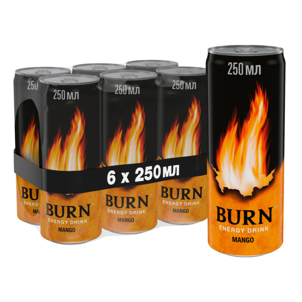 Енергетичний напій Burn Манго Безалкогольний сильногазований 250 мл (5060466519602)