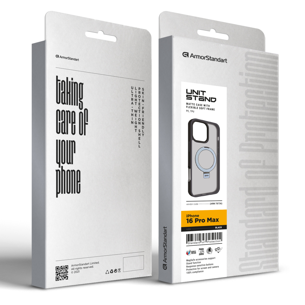 Чохол до мобільного телефона Armorstandart Unit Stand Apple iPhone 16 Pro Max Black (ARM78736) Чохол до мобільного телефона Armorstandart Unit Stand Apple iPhone 16 Pro Max Black (ARM78736)