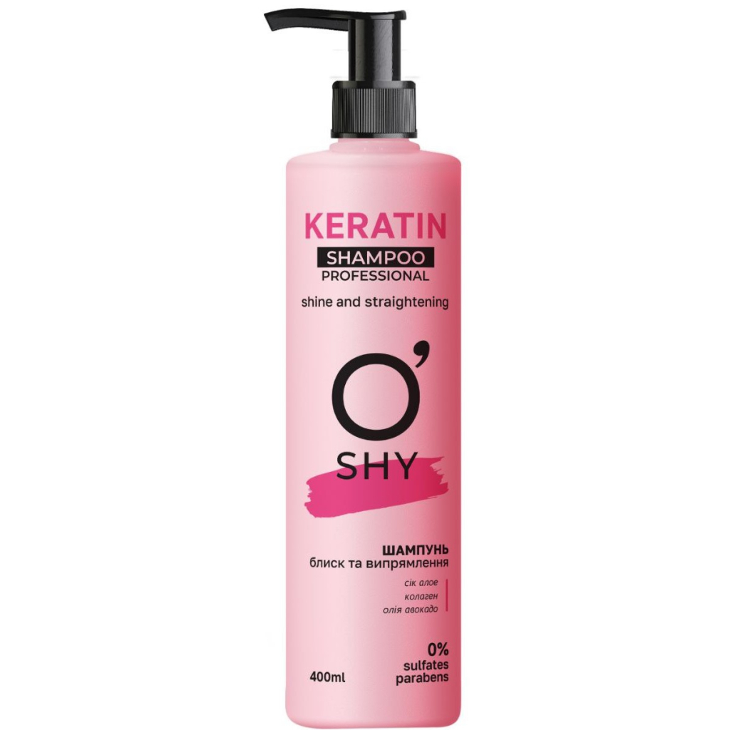Шампунь O'Shy Keratin Блиск та випрямлення 400 мл (4820263233887)