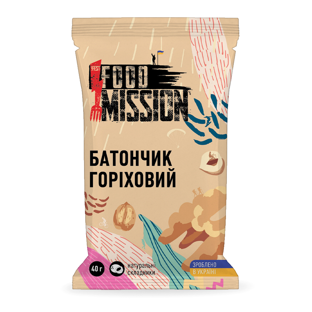 Батончик Food Mission Горіховий 40 г (fm.30276)