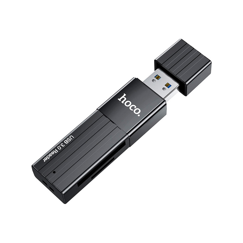 Зчитувач флеш-карт HOCO USB3.0 to microSD, microSDHC, microSDXC, SD, SDHC, SDXC, HB20 Black (6931474735218)