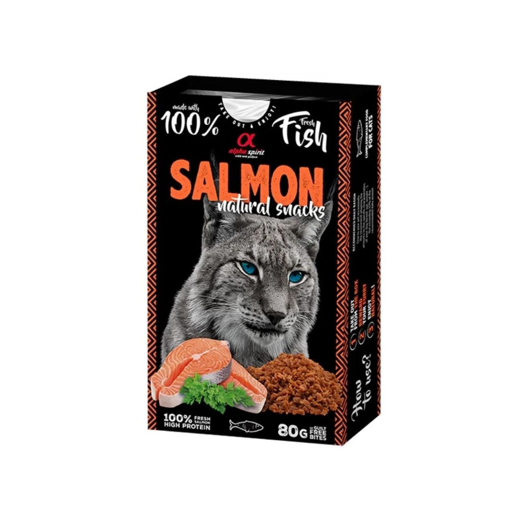 Ласощі для котів Alpha Spirit Cat Salmon Natural Snacks з лососем 80 г (8436586311773)