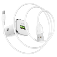 Зарядний пристрій BOROFONE BZ12A USB + cable USB to USB-C 1.0m White (BZ12A/TCW)
