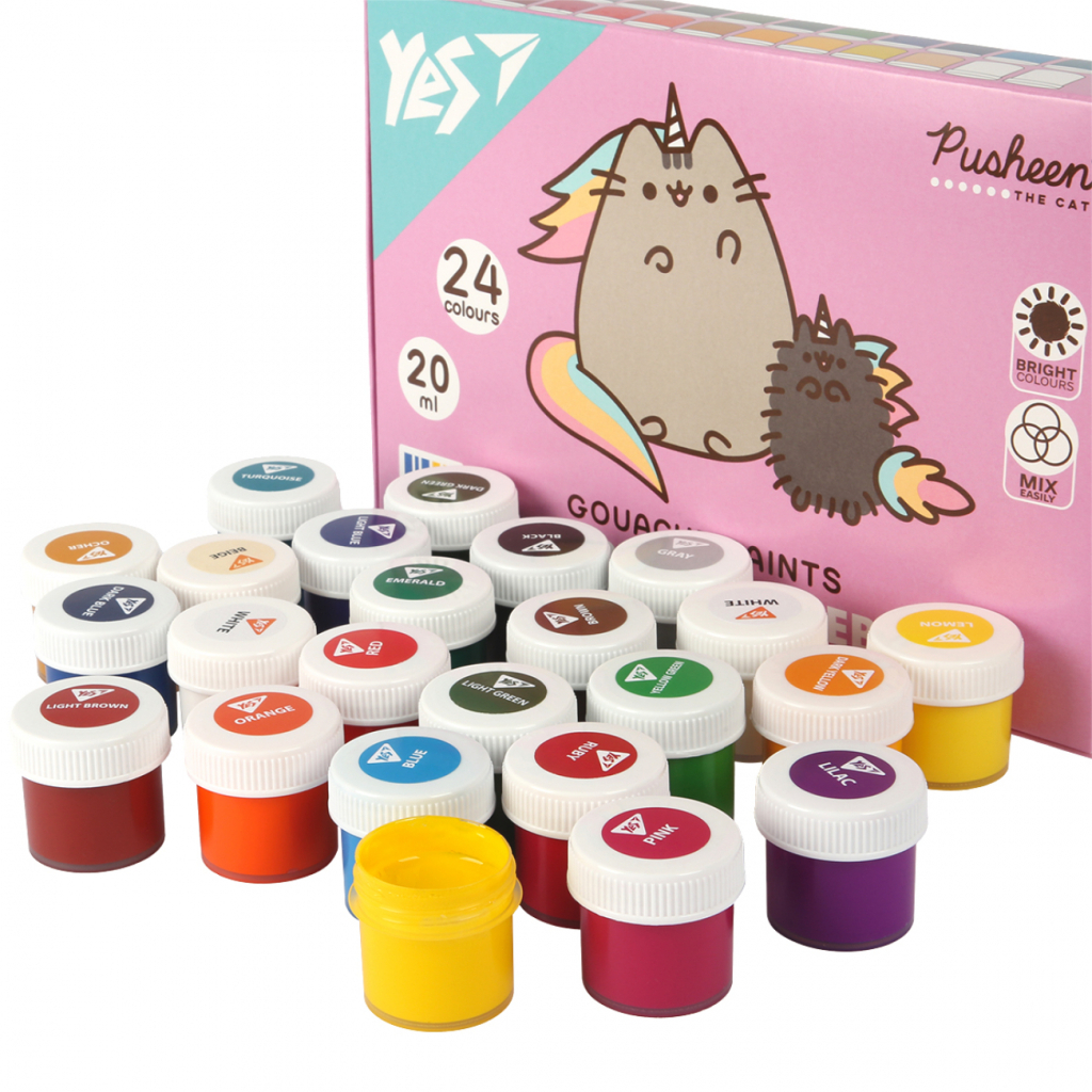 Гуашеві фарби Yes Pusheen 24 кольорів по 20 мл (230404)