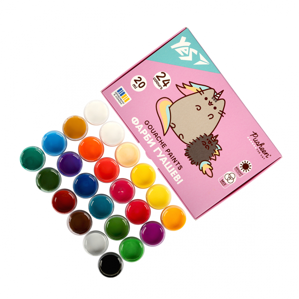 Гуашеві фарби Yes Pusheen 24 кольорів по 20 мл (230404)