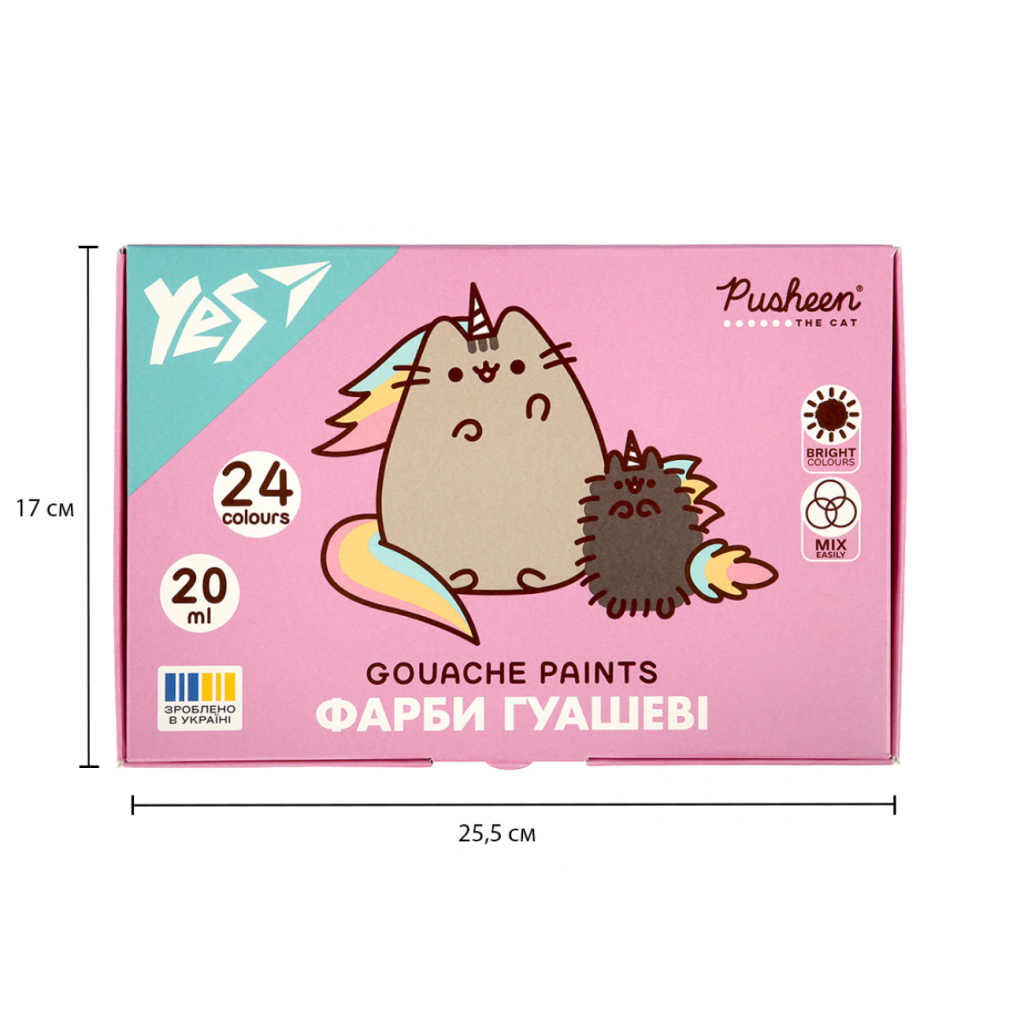 Гуашеві фарби Yes Pusheen 24 кольорів по 20 мл (230404)