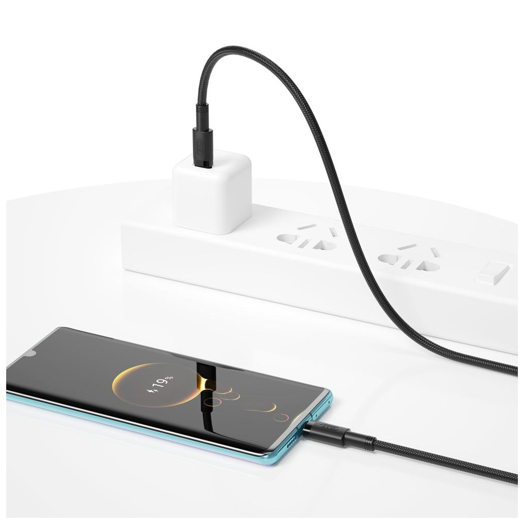 Дата кабель USB-C to USB-C 1.0m 100W braided black XO (NBQ199_С_Black) Дата кабель USB-C to USB-C 1.0m 100W braided black XO (NBQ199_С_Black)