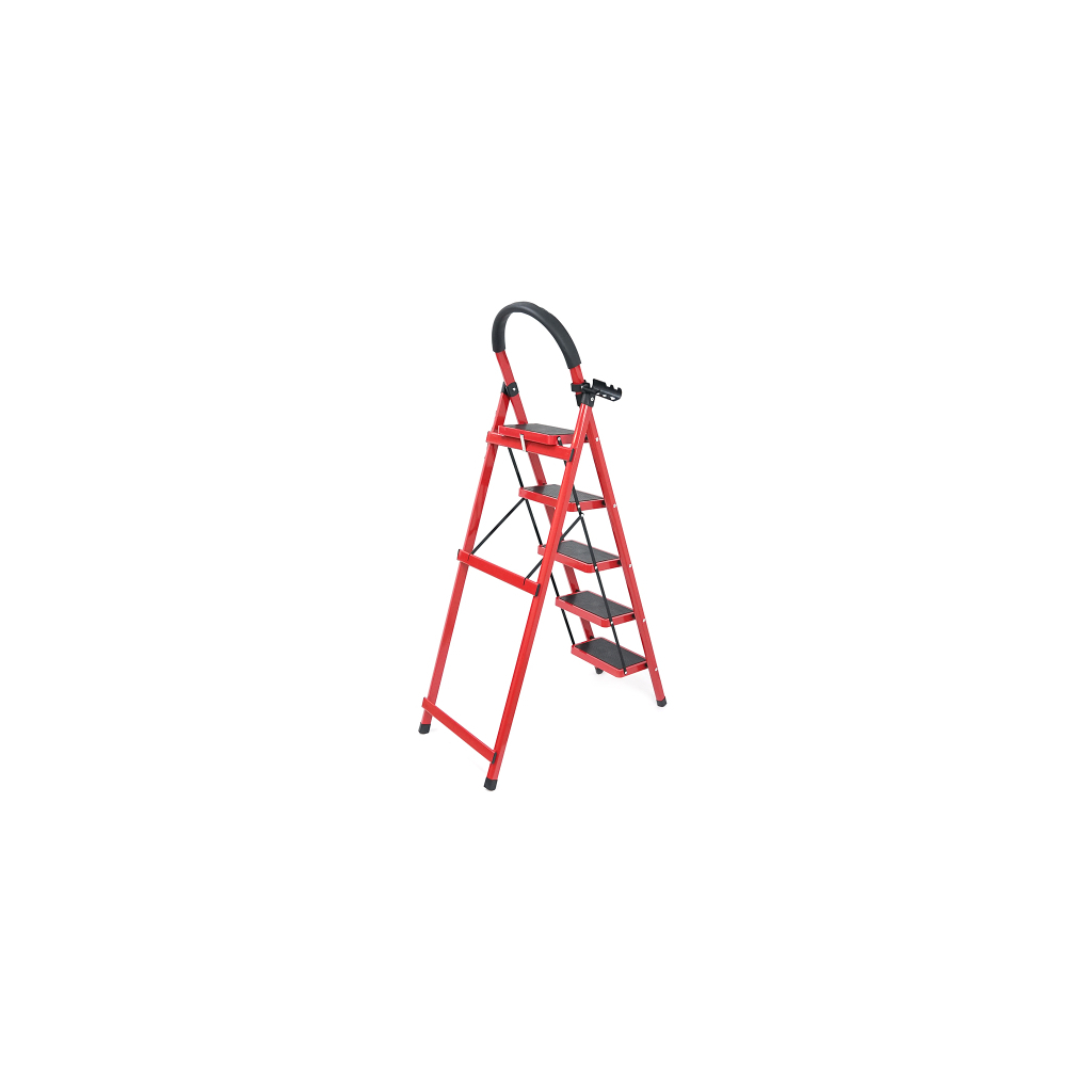 Драбина Voltronic 125см, до 150кг, 5 сходинок з гумовими килимками, металева (YT43354) Драбина Voltronic 125см, до 150кг, 5 сходинок з гумовими килимками, металева (YT43354)