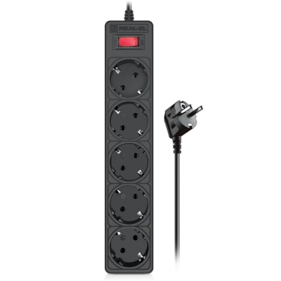 Мережевий фільтр живлення REAL-EL RS-Protect 505, 1.8m, black (EL122300044)