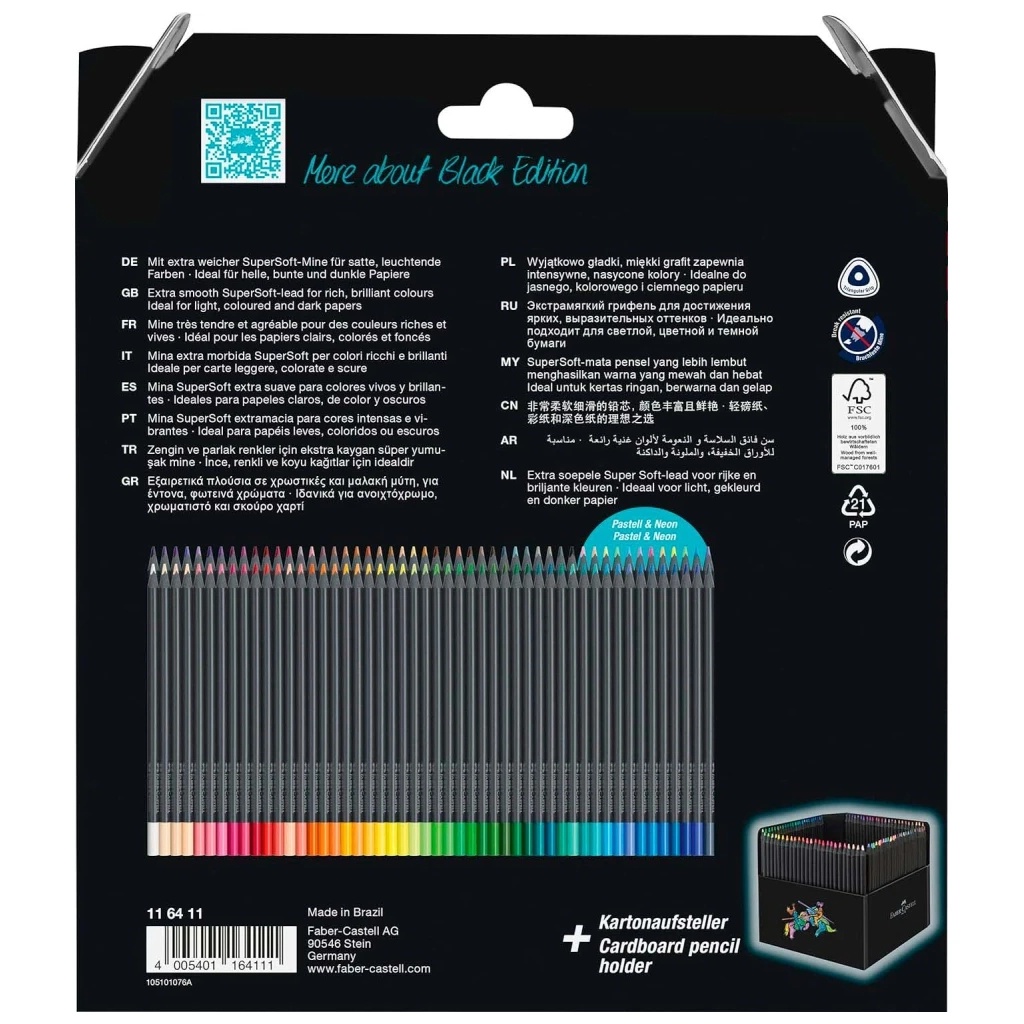 Олівці кольорові Faber-Castell Black Edition colour pencils 100 кольорів тригранні чорне дерево (32354)