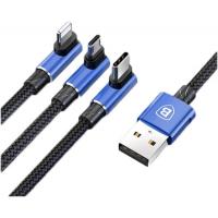 Дата кабель USB 2.0 AM to Lightning + Micro 5P + Type-C 1.2m MVP 3-in-1 Baseus (CAMLT-WZ03)