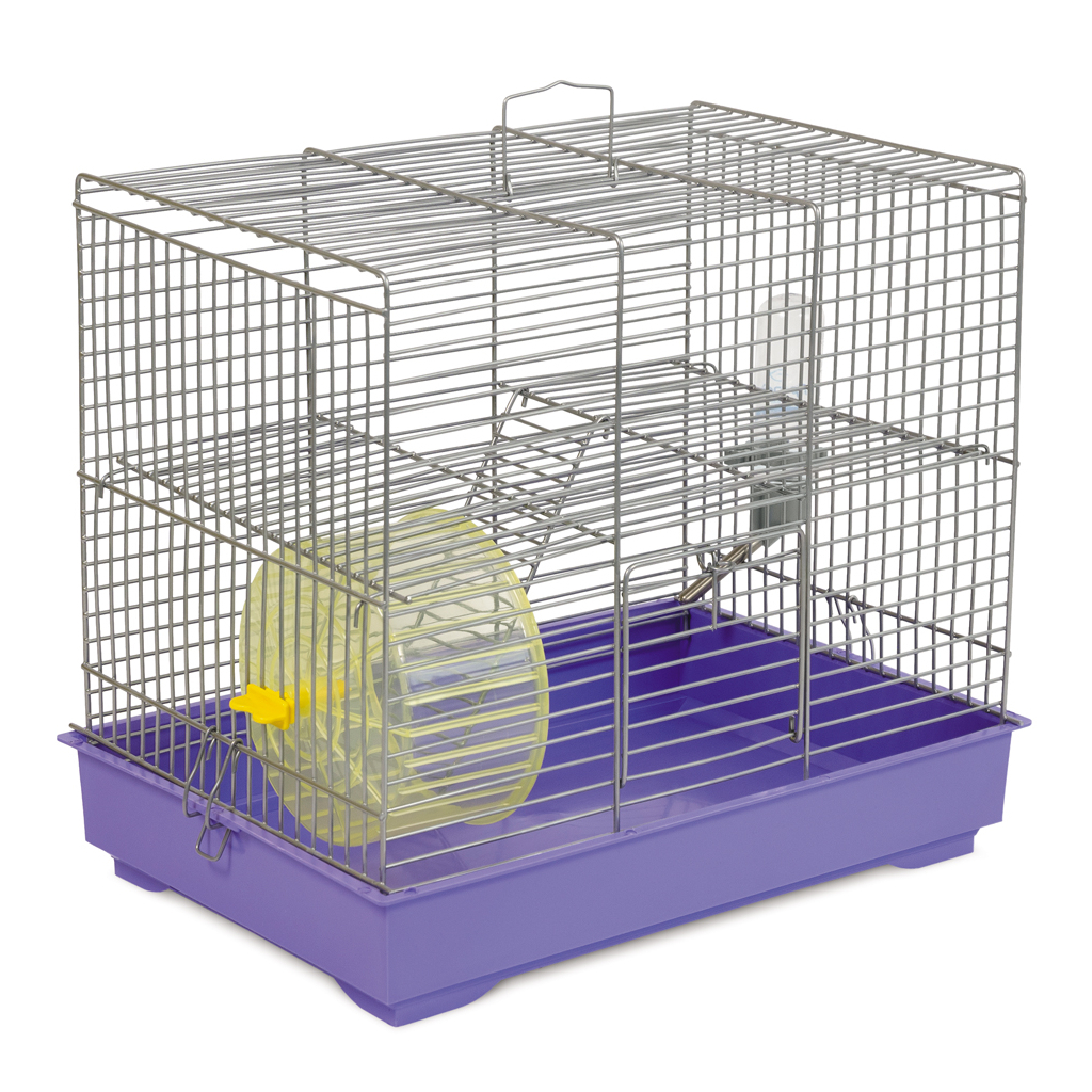 Клітка для гризунів Природа "Міккі" 37x25x30 см з колесом хром/фіолетова (4823082415120)