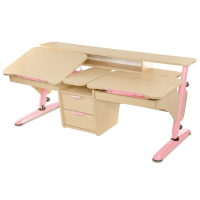 Desk Pondi Ergonomic transformer for 2 children Maple-pink (КЛ311РЗ)