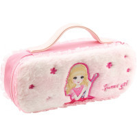 Cool For School pencil case fluffy bag with Cool For School application 1 compartment Pink (7471-pink)