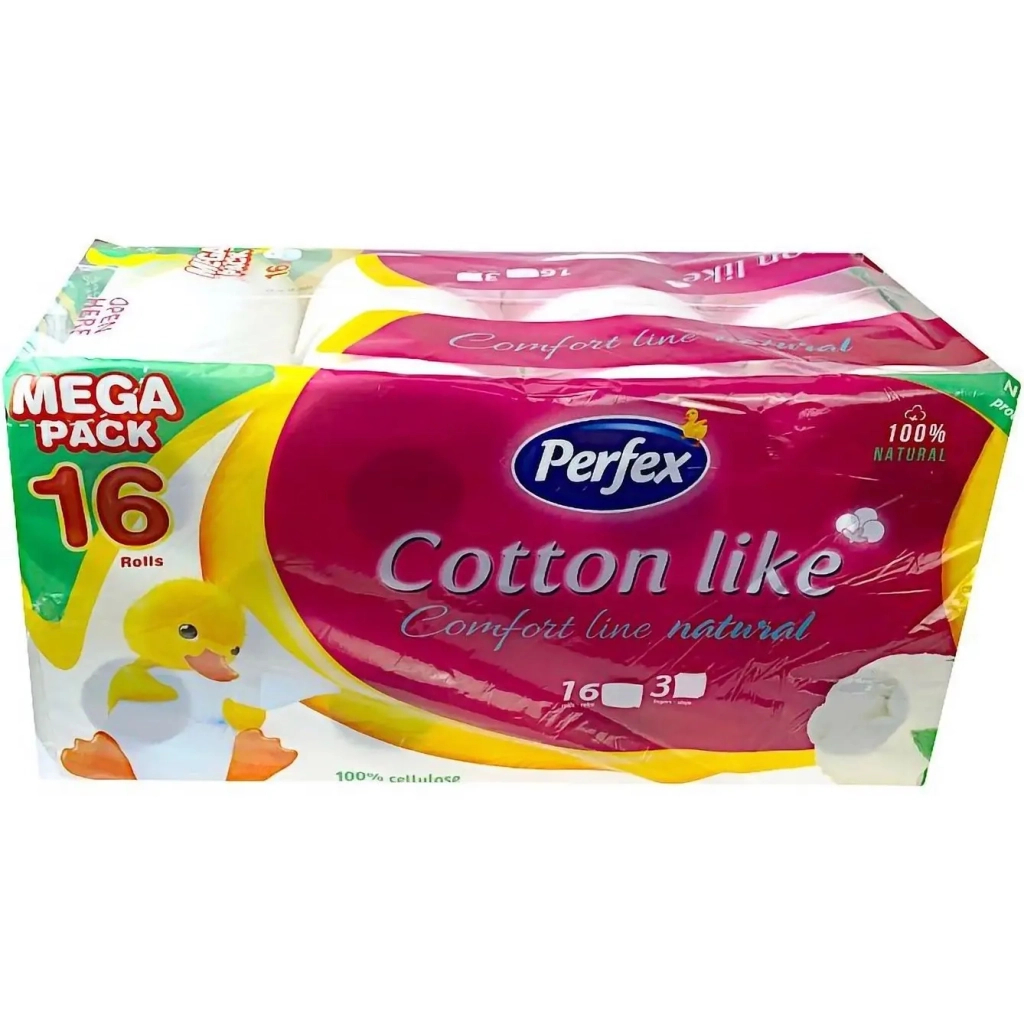 Туалетний папір Perfex Cotton Like Comfort Line 3 шари 16 рулонів (8606110850522)