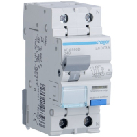 Differential circuit breaker Hager 1-point +N 40A C 30mA (6kA) A (A) (ADA990D)