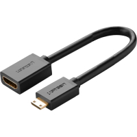 Перехідник Mini HDMI M to HDMI F 0.22m black Ugreen (20137)